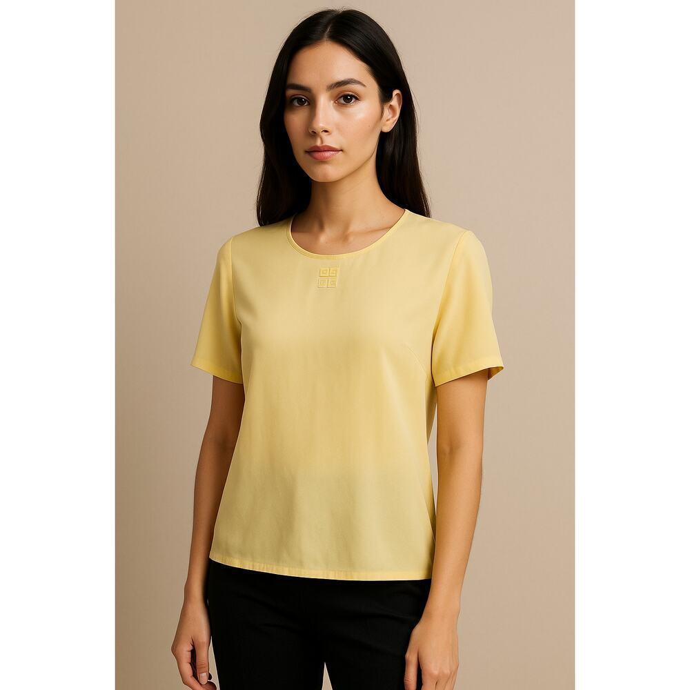 Givenchy Glamour Yellow Logo Blouse Japan Size 15 Fits Large Vintage